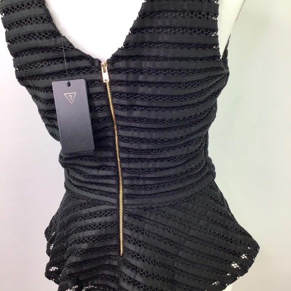 Guess Matilda Sleeveless Show Mesh Peplum Top - Picture 9 of 15